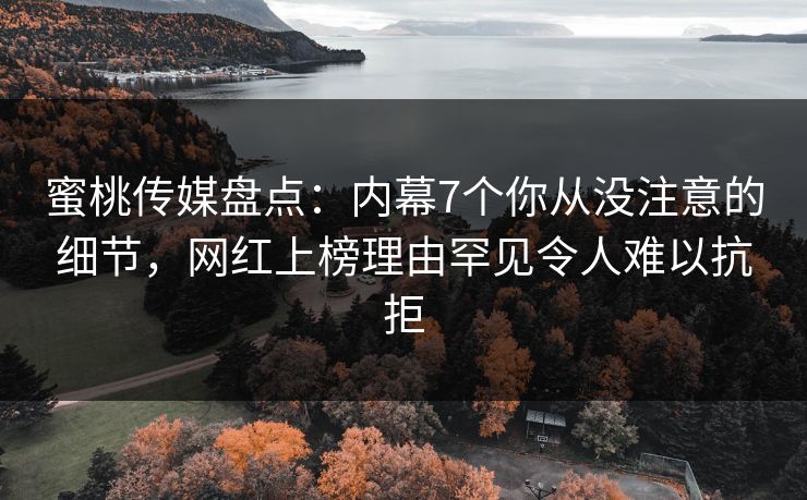 蜜桃传媒盘点：内幕7个你从没注意的细节，网红上榜理由罕见令人难以抗拒