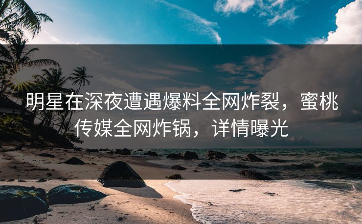 明星在深夜遭遇爆料全网炸裂，蜜桃传媒全网炸锅，详情曝光