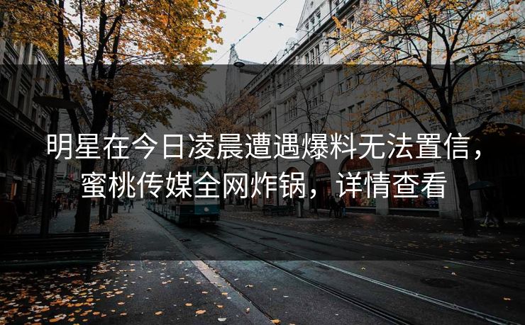 明星在今日凌晨遭遇爆料无法置信,蜜桃传媒全网炸锅,详情查看 明星在今日凌晨遭遇爆料无法置信,蜜桃传媒全网炸锅,详情查看