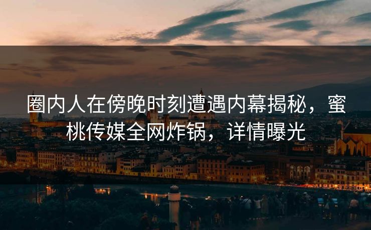 圈内人在傍晚时刻遭遇内幕揭秘，蜜桃传媒全网炸锅，详情曝光