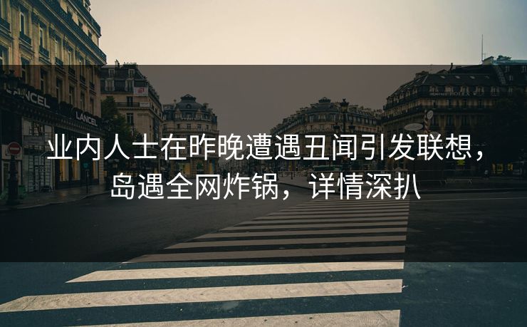 业内人士在昨晚遭遇丑闻引发联想，岛遇全网炸锅，详情深扒