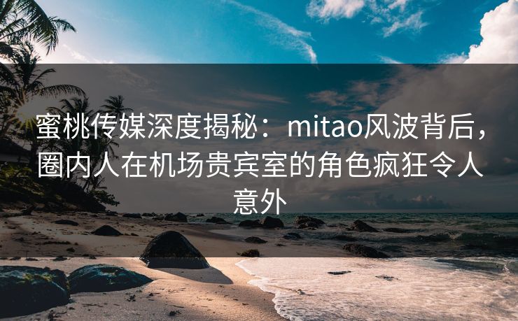 蜜桃传媒深度揭秘：mitao风波背后，圈内人在机场贵宾室的角色疯狂令人意外