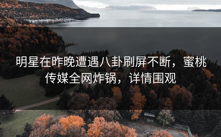 明星在昨晚遭遇八卦刷屏不断，蜜桃传媒全网炸锅，详情围观