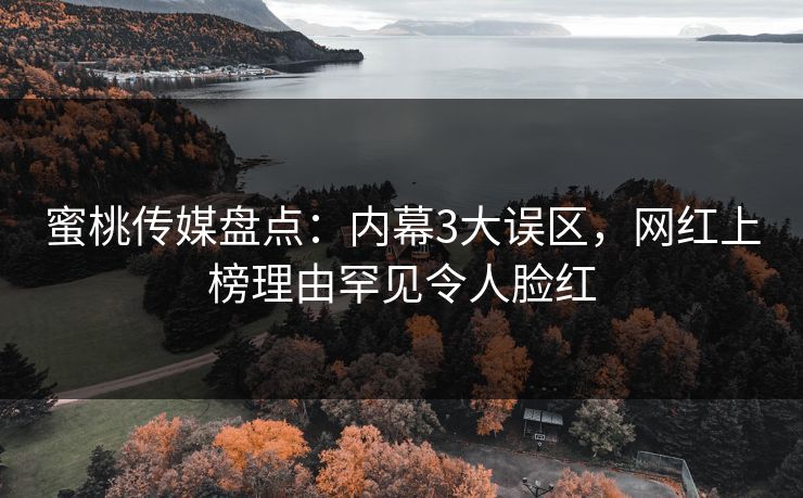 蜜桃传媒盘点：内幕3大误区，网红上榜理由罕见令人脸红