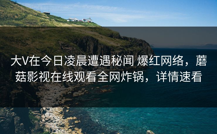 大V在今日凌晨遭遇秘闻 爆红网络，蘑菇影视在线观看全网炸锅，详情速看