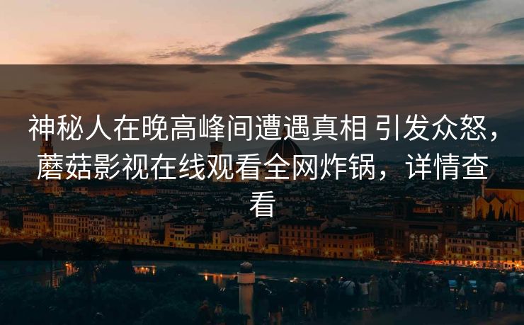 神秘人在晚高峰间遭遇真相 引发众怒，蘑菇影视在线观看全网炸锅，详情查看