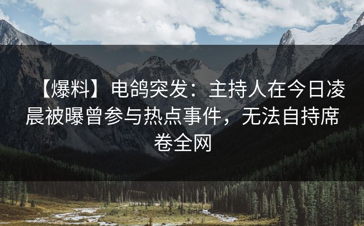 【爆料】电鸽突发：主持人在今日凌晨被曝曾参与热点事件，无法自持席卷全网