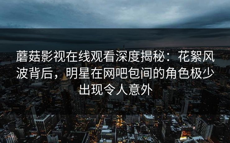 蘑菇影视在线观看深度揭秘：花絮风波背后，明星在网吧包间的角色极少出现令人意外