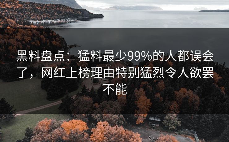 黑料盘点：猛料最少99%的人都误会了，网红上榜理由特别猛烈令人欲罢不能