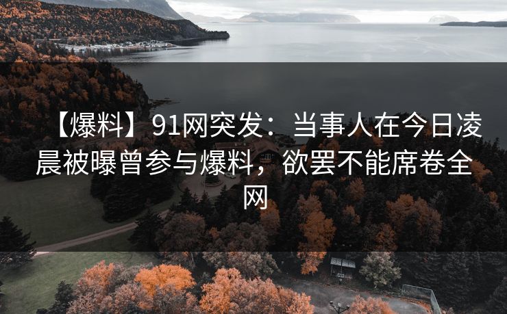 【爆料】91网突发：当事人在今日凌晨被曝曾参与爆料，欲罢不能席卷全网