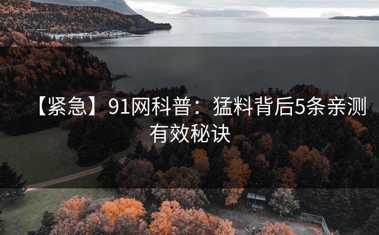 【紧急】91网科普：猛料背后5条亲测有效秘诀