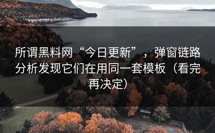 所谓黑料网“今日更新”，弹窗链路分析发现它们在用同一套模板（看完再决定）
